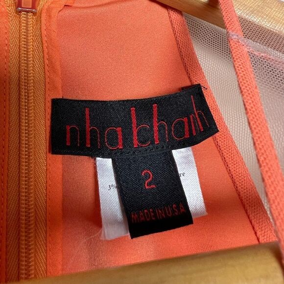 CLEARANCE! Orange Nha Khanh Mesh Shoulder Peplum Blouse Size 2 EUC - Picture 7 of 8